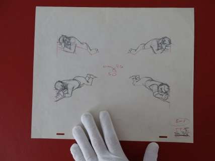 Tintin - Croquis préparatoire pour film dÂ´animation -Tintin/Haddock/Tournesol/Wolf - On a Marché sur la lune  - (1960) | Catawiki