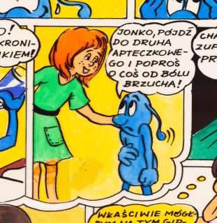 Szarlota Pawel (1947 - 2018) | Szarlota Pawel (1947 - 2018) | "Jonka, Jonek i Kleks", plansza (blaudruk, diapozytyw), 1976 | Desa Unicum