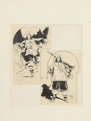 René Giffey (1884-1965) | Lot 139 : Le Capitaine Fracasse - Deux dessins originaux 1947 Encre de Chine… | Fauve Paris