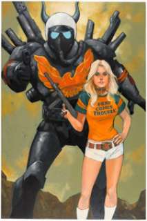 Phil Noto "Here Comes Trouble" Painting Original Art (c. 2000s). Produced for one of his gallery -