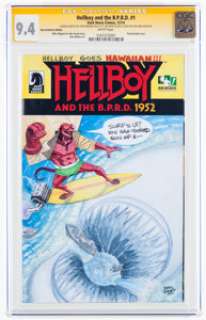 Various comic artists sketches (name artists) - Chris Moreno Hellboy and the B.P.R.D. #1 Hero Initiative Edition Sketch Cover Original Art Signature Series (Dark ...