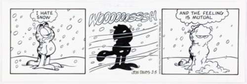 Davis, Jim | Jim Davis Garfield Daily Comic Strip Original Art dated 2-5-97 (PAWS/United Feature Syndicate, 1997). ... | Heritage