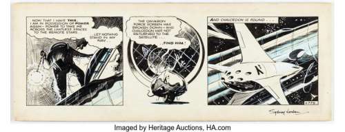 Jordan, Sydney - Sydney Jordan Jeff Hawke Daily Comic Strip Autographed Original Art Episode H775 (Express Newspapers, 1956). ...