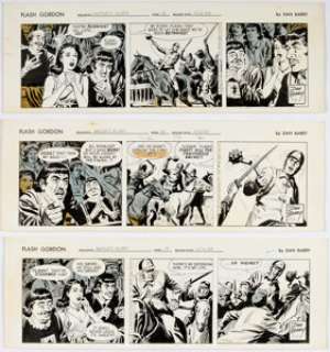 Barry, Dan | Dan Barry Flash Gordon Daily Consecutive Comic Strip Original Art Group of 3 (King Features Syndicate, 1963).... (Total: 3 Original Art) | Heritage