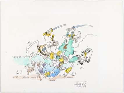 Aragonés, Sergio | Sergio Aragonés and Tom Luth - Groo Color Illustration Original Art (1987).... | Heritage