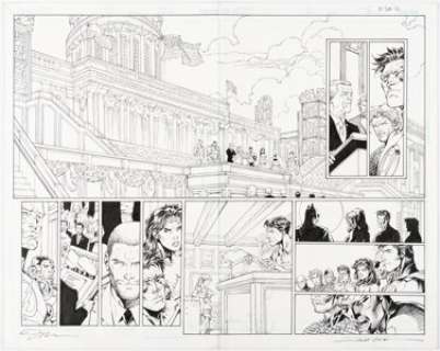 Lee, Jim | Jim Lee and Scott Williams Justice League #6 Double Page Spread 20-21 Original Art (DC, 2012).... | Heritage