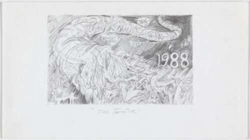 Concept Art, Toys And Models | John L. Nemec (attributed) 1988 Topps Dinosaurs Attack Card #51 "Time Twister" Preliminary Original Art (Topps, 19... | Heritage