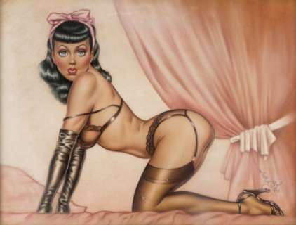 Twigg, Terry - Terry Twigg - Bettie Page Re-Creation Painting Original Art (1994)....