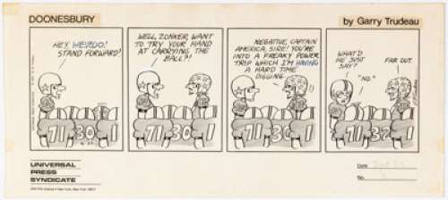 Trudeau, Garry | Garry Trudeau Doonesbury Daily Comic Strip Original Art dated 9-22-71 (Universal Press Syndicate, 1971).... | Heritage