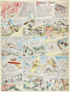 Hal Forrest - Tailspin Tommy #139 Sunday Comic Strip Hand-Colored Original Art (Bell Syndicate, 1932).