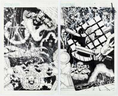 Andrea Di Vito and Rob Hunter - Saurians: Unnatural Selection #2 Double Splash Pages 6-7 Original Art (CrossGen, 2002). (Total: 2 Original Art)