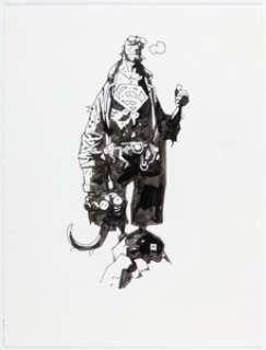Mike Mignola - Hellboy Superman Illustration Original Art (2008). | Heritage