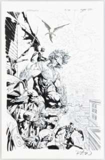 Ryan Winn [Michael Broussard printed blue lines] The Darkness #77 Splash Page 21 Original Art (Image/Top Cow, 2009).