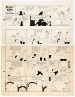 George McManus and Zeke Zekley Bringing Up Father and Rosie’s Beau Sunday Comic Strip Original Art dated 4-5-36 (King Features Syndicate, 1936). (Total: 2 Original Art) | Heritage