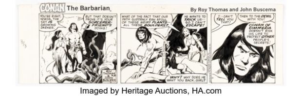 John Buscema Conan the Barbarian Daily Comic Strip Original Art dated 9-20-78 (Register and Tribune Syndicate, 1978)