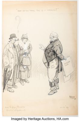 Rollin Kirby - "What do you think this is, America?" Editorial Political Cartoon Original Art dated 11-13-36 (New York World Telegram, 1936). | Heritage