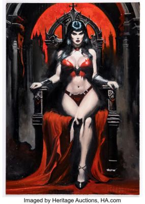 Ron Lesser Blood On Her Mind Vampirella Painting Original Art (undated). | Heritage