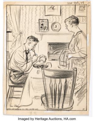 George Clark Side Glances Daily Single Panel Comic Strip Original Art dated 7-29-36 (NEA Service, 1936).