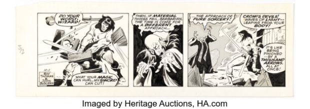 John Buscema Conan the Barbarian Daily Comic Strip Original Art dated 10-3-78 (Register and Tribune Syndicate, 1978). | Heritage