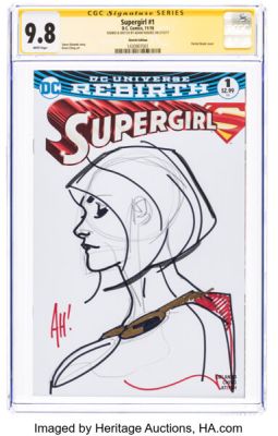 Adam Hughes Supergirl #1 Sketch Edition - Signature Series Original Art (DC, 2016) CGC NM/MT 9.8 White pages. | Heritage