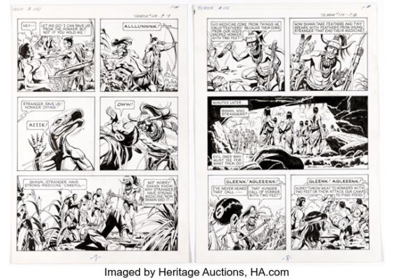 Alberto Giolitti Turok, Son of Stone #110 Story Pages Original Art Group of 6 (Gold Key, 1977). (Total: 6 Original Art) | Heritage