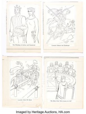 Russ Manning and Mike Royer Camelot Coloring Book Cover and Illustrations Original Art Group of 97 (Whitman, 1967). (Total: 97 Original Art) | Heritage