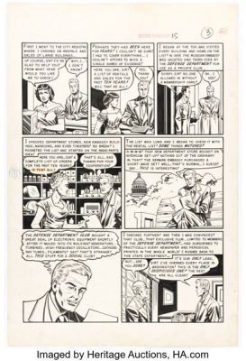 Al Feldstein Weird Fantasy #15 "Martian Infiltration!" Story Page 3 Original Art (EC, 1950). | Heritage