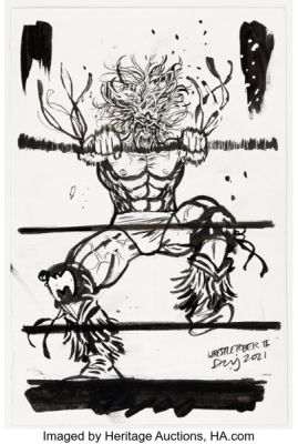 Daniel Warren Johnson Wrestletober II Sketchbook Ultimate Warrior Illustration Original Art (2021).