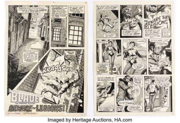 Tony DeZuñiga Vampire Tales #8 First Solo Blade Story Pages 1-2 Original Art (Marvel, 1974). (Total: 2 Original Art) | Heritage