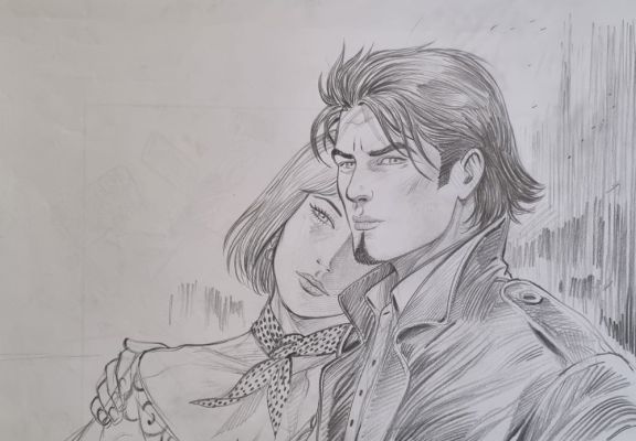 Grenson , Olivier - Illustration originale - Niklos Koda et Valentine | Galerie des bulles