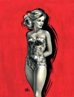 Aslan | Pin-up en maillot de bain Gouache, lavis, encre de chine et collage | Kahn et Associés