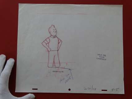 Tintin - Croquis préparatoire pour film d animation - Tintin - On a marché sur la lune (années 60) | Catawiki