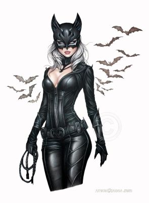 COVER PUBLISHED Bat Cat Crazy ** Catwoman ORIGINAL ! Barbara Jensen 16" x 20" DC | Raremarq (Buy It Now)