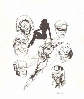 Greg Larocque - Dc retroactive: flash - the ‘80s #1 cover - la - flash, trickster, captain cold, pied piper, mirror master, & captain boomerang - 2011 signed