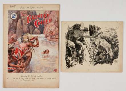 Buffalo Bill original cover artwork (1920s) initialled RP (Robert… | Comic Book Auctions ltd