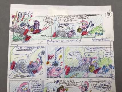 Studio Peyo - Planche originale crayonné - Les Schtroumpfs et les Géants | Catawiki