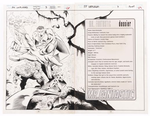 Lot 74 - FANTASTIC FOUR: UNPLUGGGED #3 JANUARY 1996 ORIGINAL ART DPS PIN-UP BY SERGIO CARIELLO.