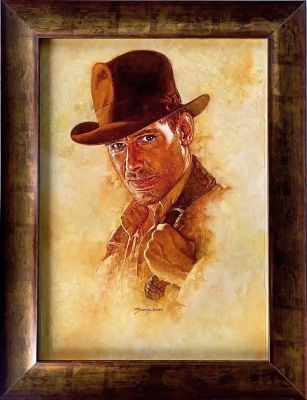 Indiana Jones Portrait – Original Oil Painting by Sanjulian