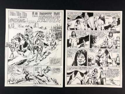 Rin Tin Tin e Rusty - 2x tavole originali - Carlo R. Marcello - "La piste du peyotl" - Loose page - (1971) | Catawiki
