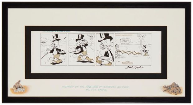 Carl Barks (1901-2000), "Scrooge McDuck" comic strip, 1969, Pencil, ink, and Zipatone on paper, Image: 5" H x 18" W;… | misc / divers