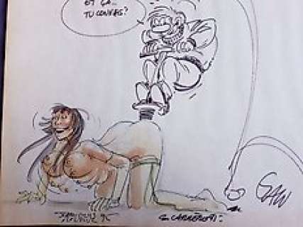 Dessin original dédicacé par Jean Louis Mourier, Serge Carrere et Arleston - Leo Loden et les Feux d‘Askell - (1995)