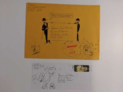 Tintin - 2 dessins originaux sur enveloppes - Courrier Ã  Mr. Fillion - (2008) | Catawiki