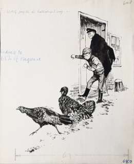 Rien Poortvliet, original drawing from “the school of Schellebelle” (1964) turkeys | Comic Art Masters