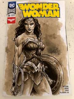 Blank Variant Cover - WONDER WOMAN #58 with original Coffee Painting - Stapled - Blank Cover (2020) | Catawiki