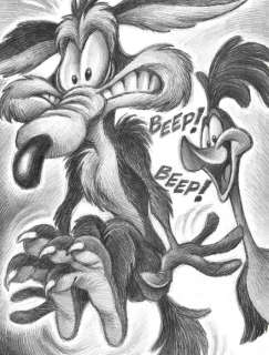 Wile E. Coyote & Road Runner - Scare - Original Drawing - Joan Vizcarra - Pencil Art | Catawiki