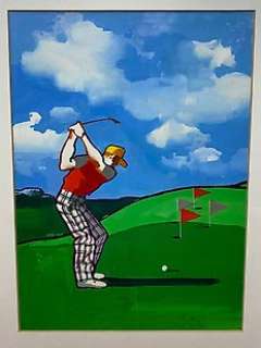 Ferenc Pinter - Illustrazione originale x manifesto pubblicitario "Il golfista" - CoA - Loose page | Catawiki