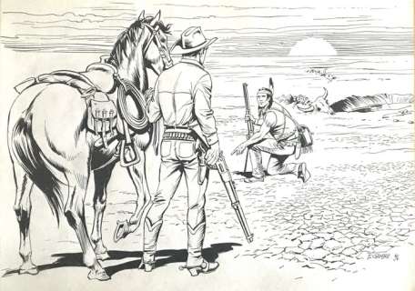 Tex - Francesco Gamba - illustrazione originale - Loose page | Catawiki