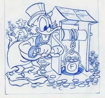 Mickey Magazine - Dessin original, projet pour une couverture de picsou magazine - Le trésor au fond du puits - Loose page - First edition - (1983)