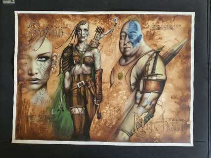 Civiello - Peinture originale - Né de l’ours, chasseresse et guerrier | Catawiki