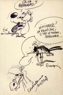 Franquin | ROBA - MORRIS - Dédicaces Feutre pour les dédicaces Ã  Bernard | Millon
